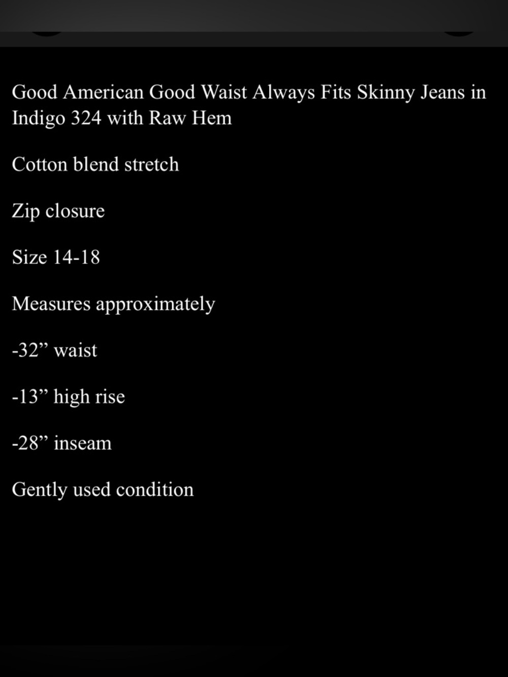 Good American Good Waist Always Fits Skinny Jeans Raw Hem - 14-18 - Picture 8 of 8